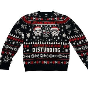 Star Wars Christmas Sweater Darth Vader “Lack of Cheer Disturbing” Black Size M